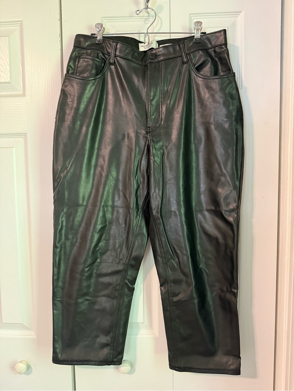 A&F Vegan Leather Ankle Straight Ultra High Rise Pants
